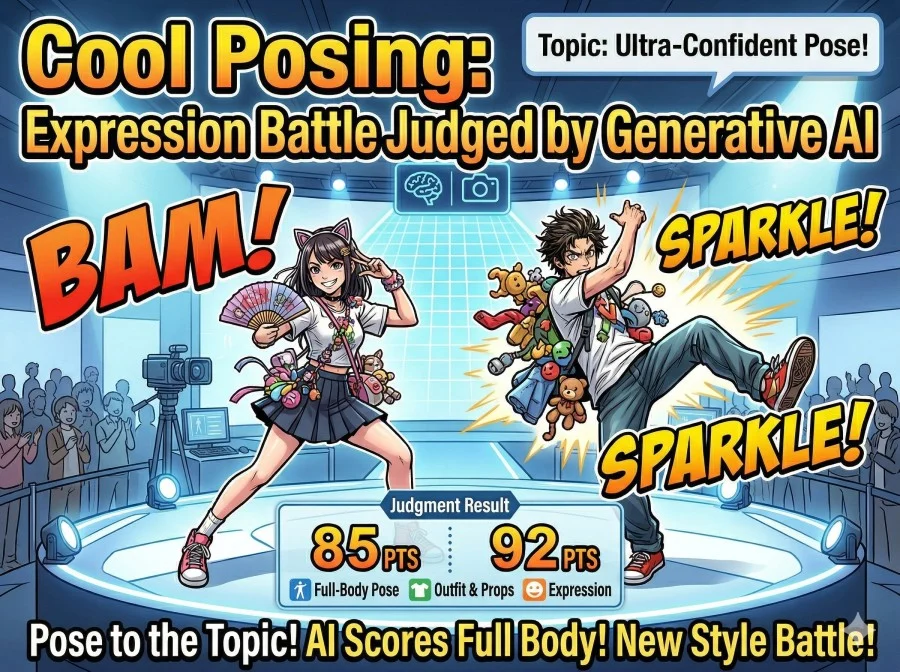 Cool Posing: Full-Body Expression Battle Judged by Generative AI